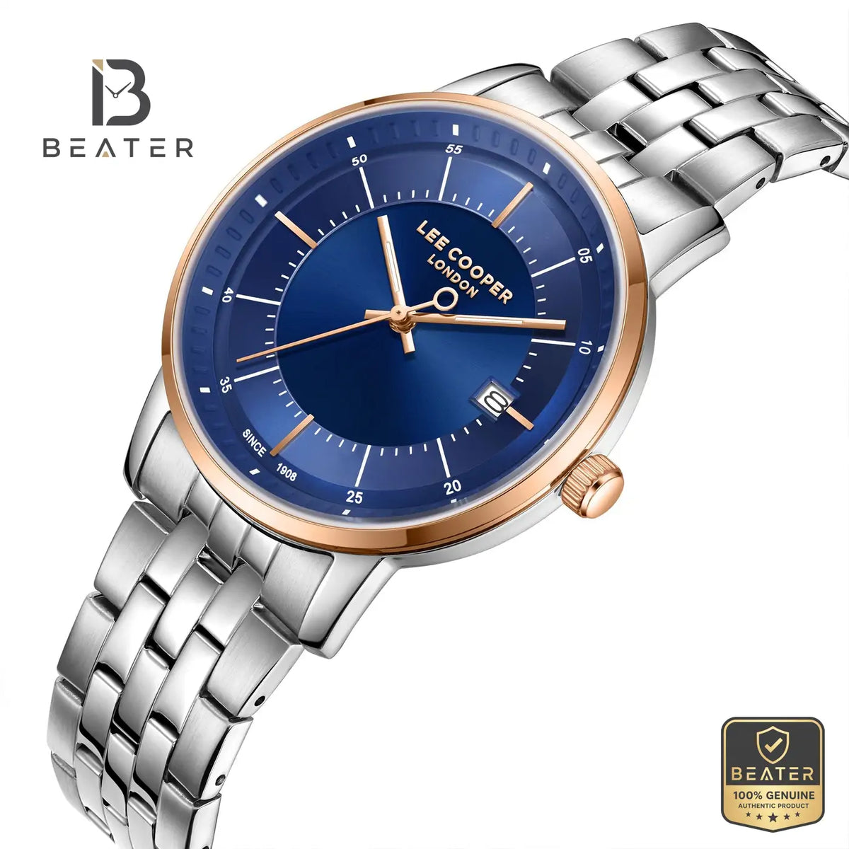 Lee Cooper LC08164.590 Men's Dark Blue Metal Band Watch - View 2 - Beater