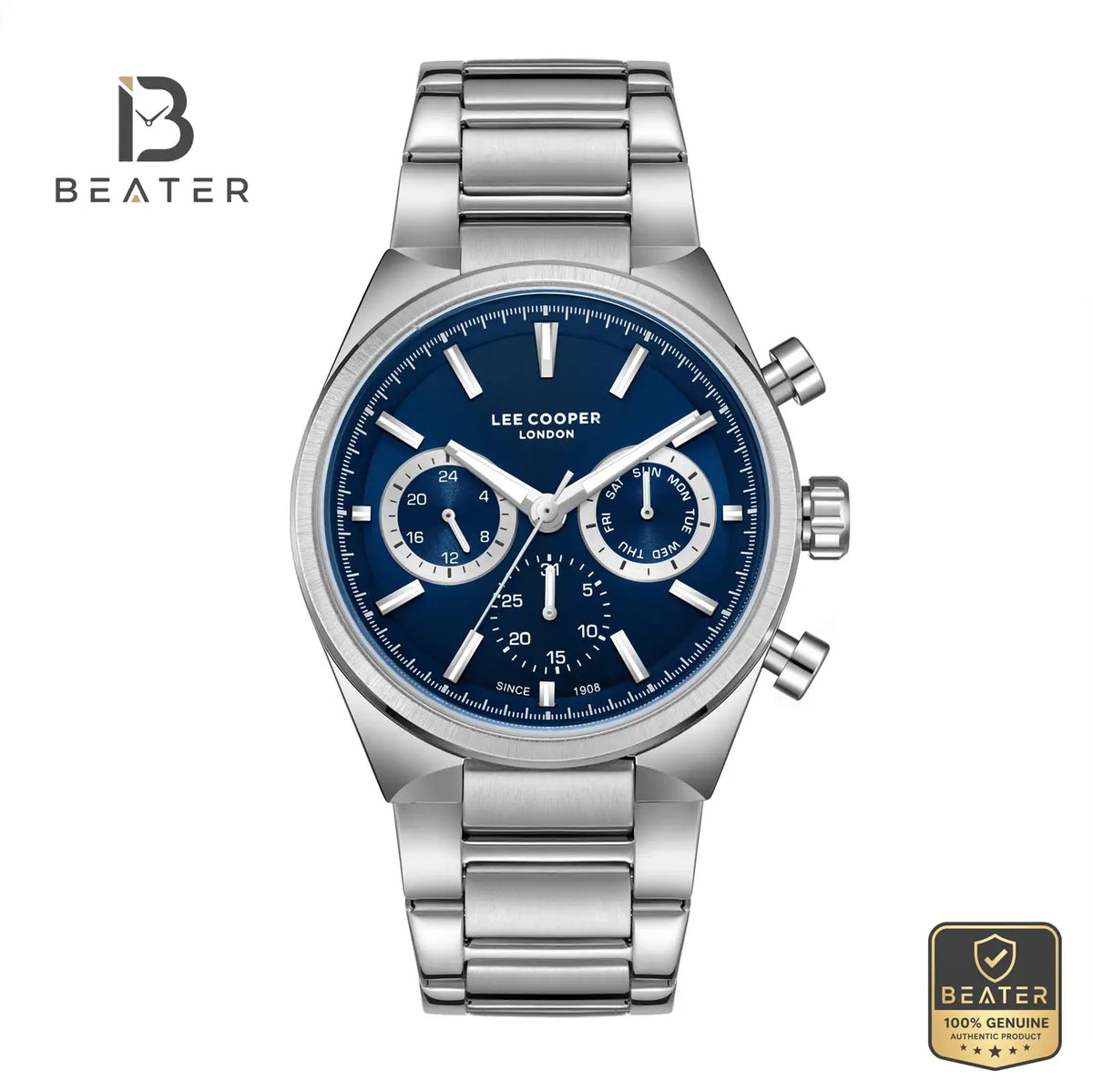 Lee Cooper LC08174.390 Men's Dark Blue Metal Band Watch - Beater