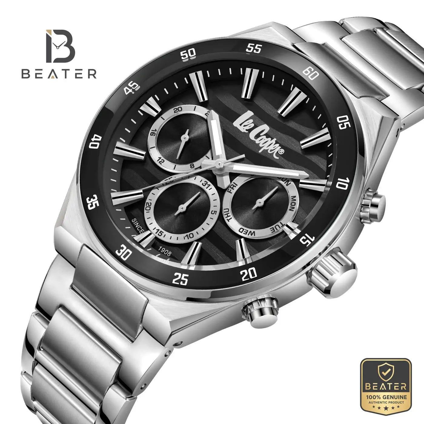 Lee Cooper LC08175.350 Men's Black Dial Metal Bracelet Watch Secondary image