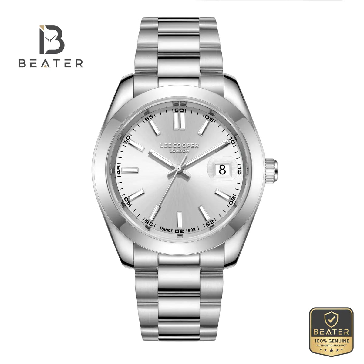 Lee Cooper LC08189.330 Men's Silver Metal Strap Watch - Beater