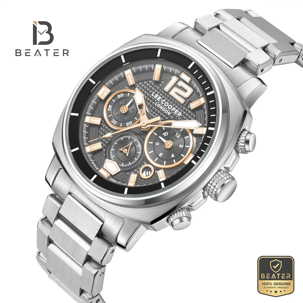 Lee Cooper LC08194.360 Men's Gun Dial Metal Strap Watch - View 2 - Beater