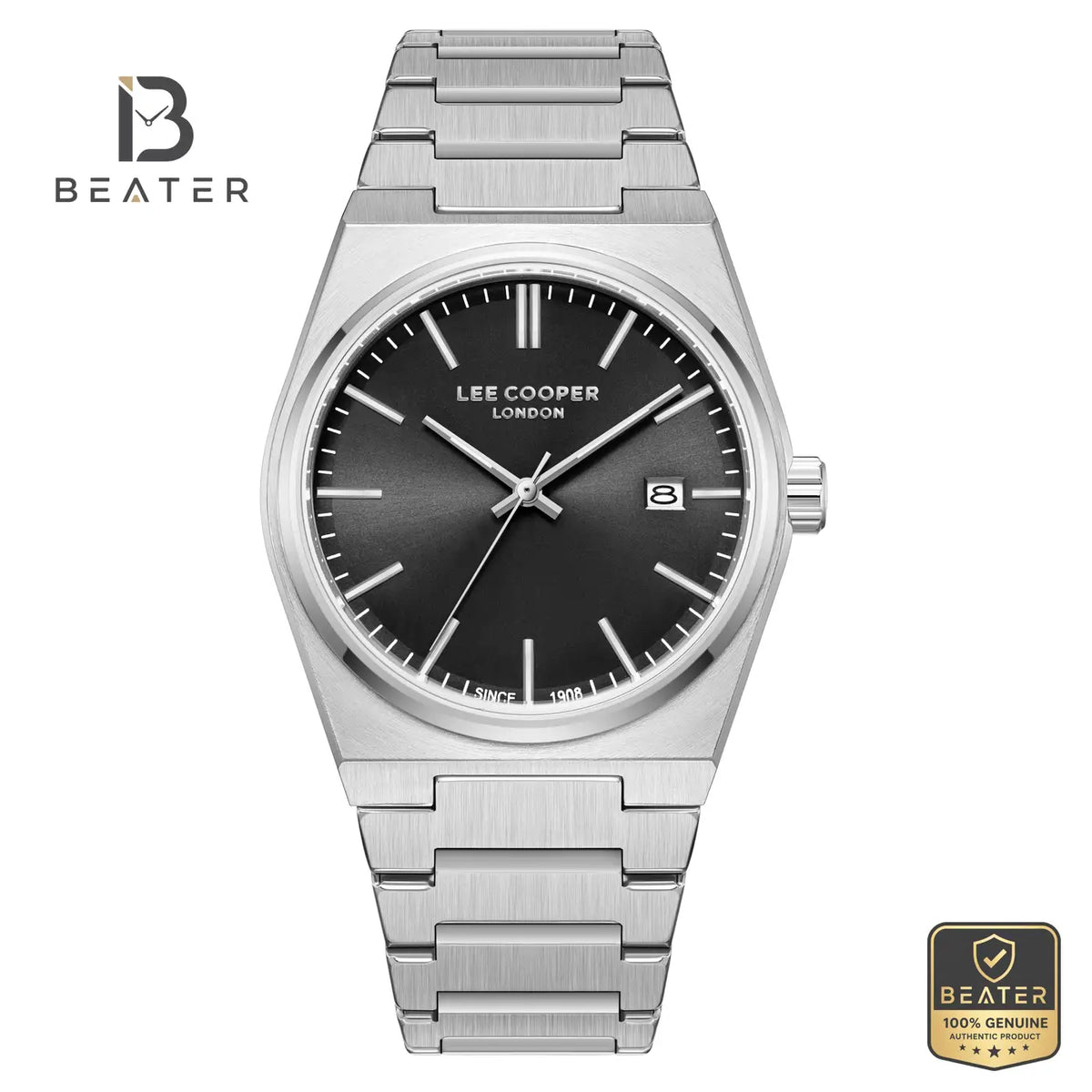 Lee Cooper LC08196.350 Men's Black Metal Strap Watch - Beater