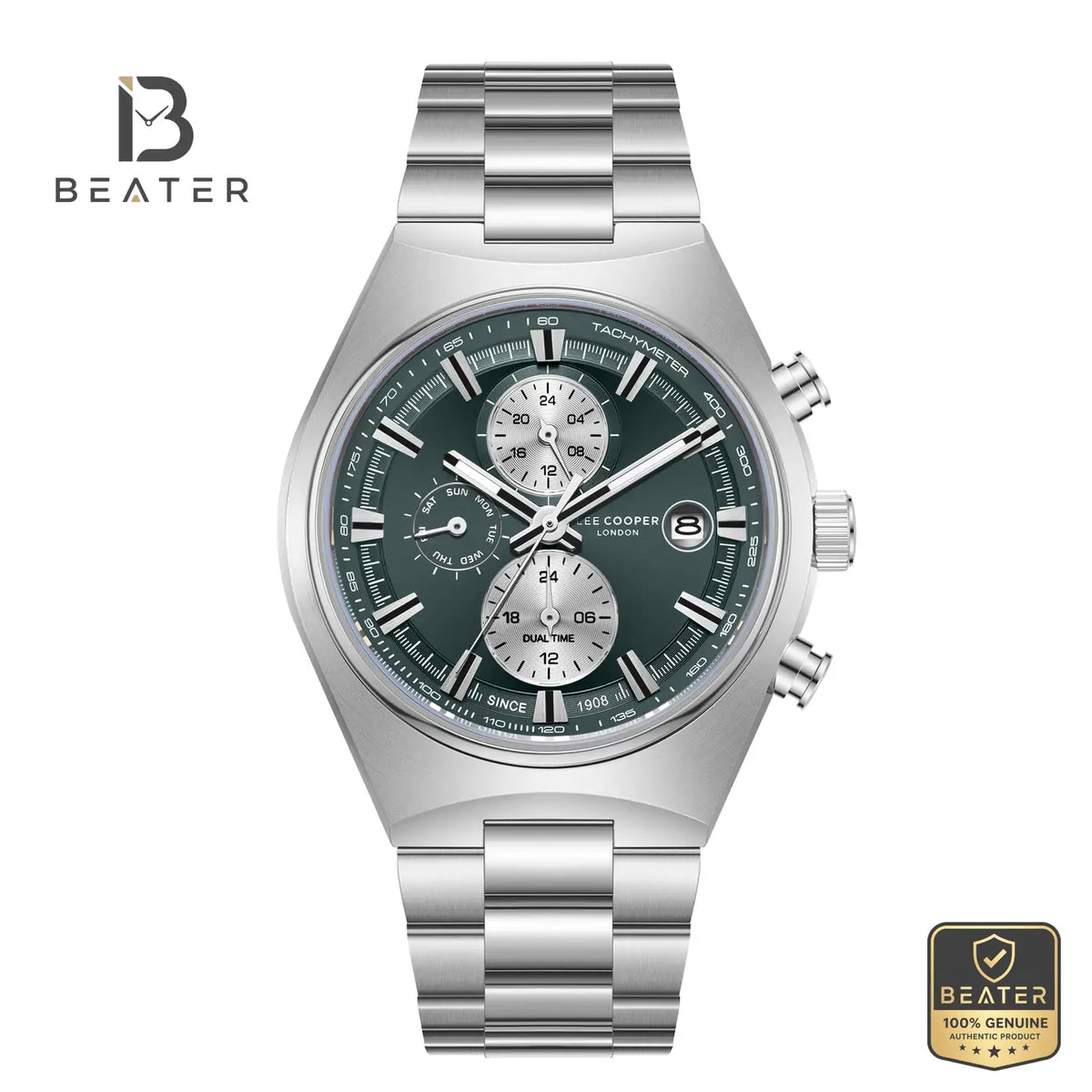 Lee Cooper LC08214.370 Men's Dark Green Metal Strap Watch - Beater