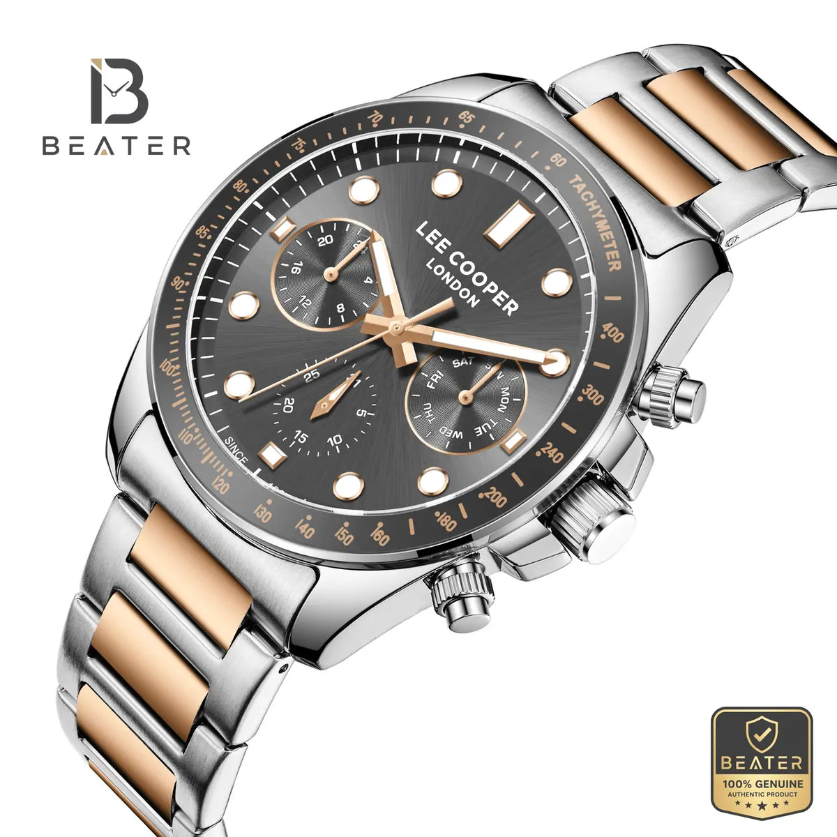 Lee Cooper LC08215.560 Men's Grey Metal Bracelet Watch - View 2 - Beater