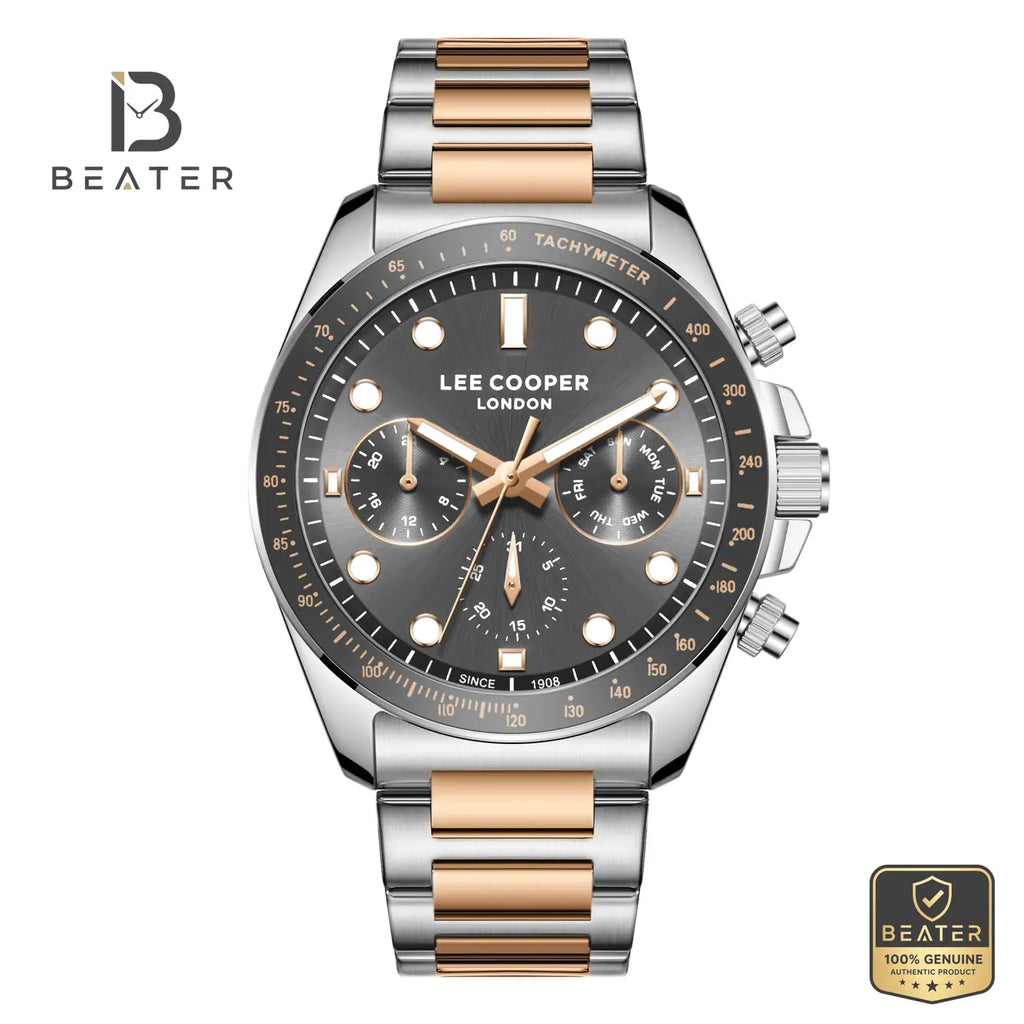 Lee Cooper LC08215.560 Men's Grey Metal Bracelet Watch - Beater