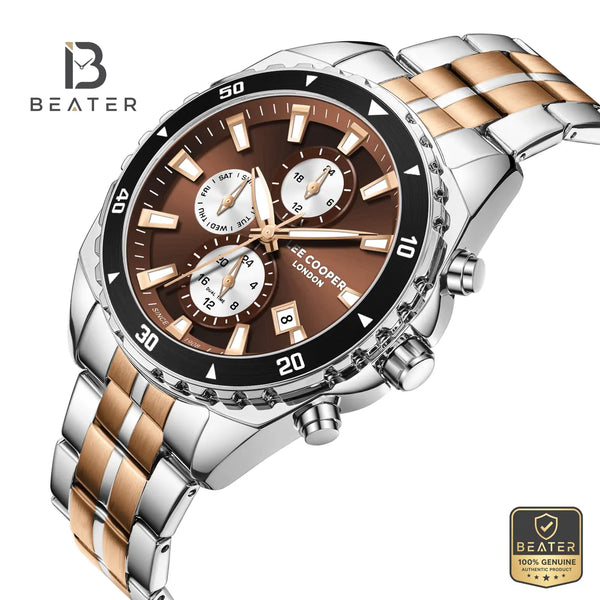 Lee Cooper LC08217.540 Men's Dark Brown/Silver Metal Strap Watch - View 2 - Beater