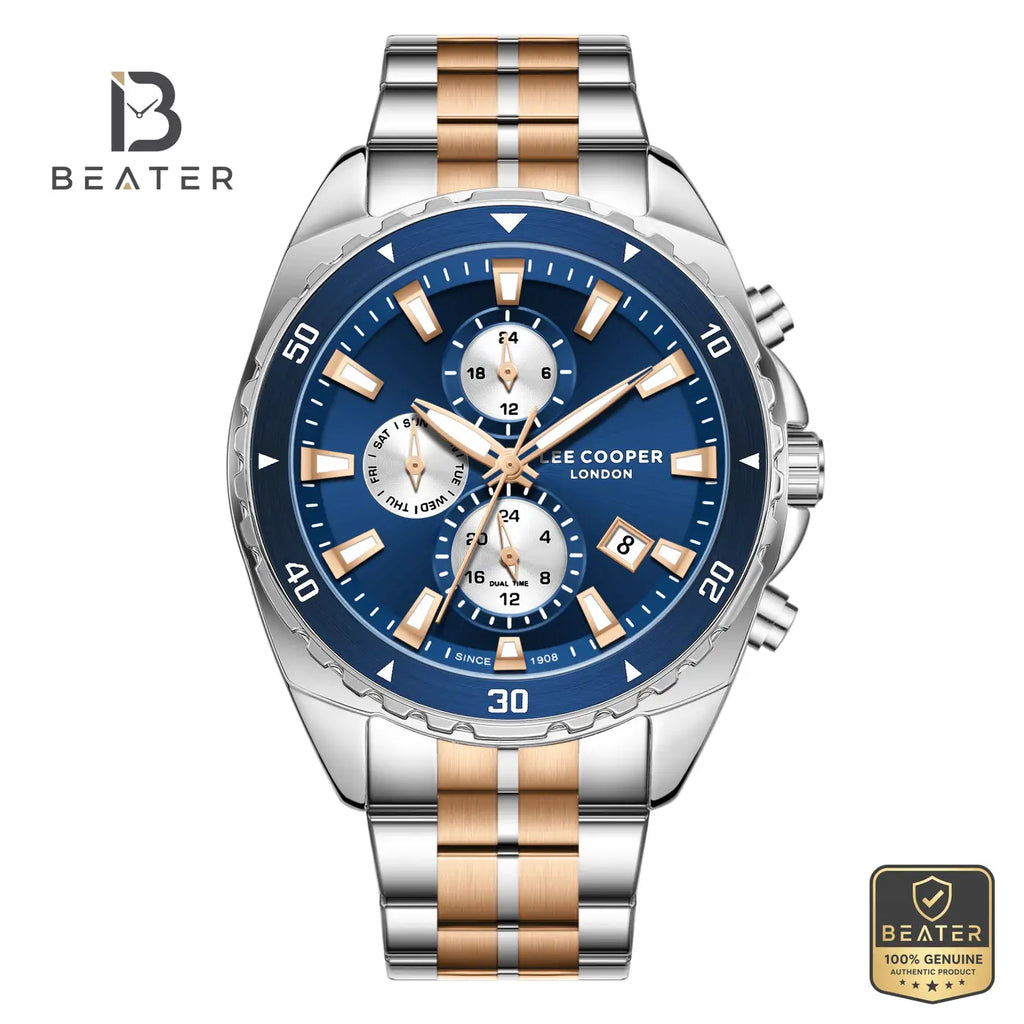 Lee Cooper LC08217.590 Men's Dark Blue/Silver Metal Bracelet Watch - Beater