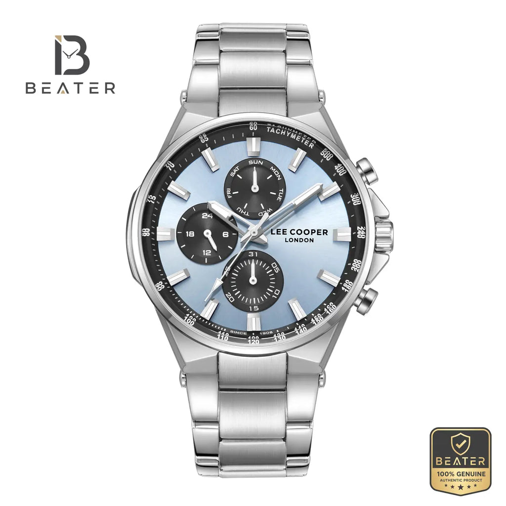 Lee Cooper LC08219.300 Men's Black/Blue Metal Strap Watch - Beater