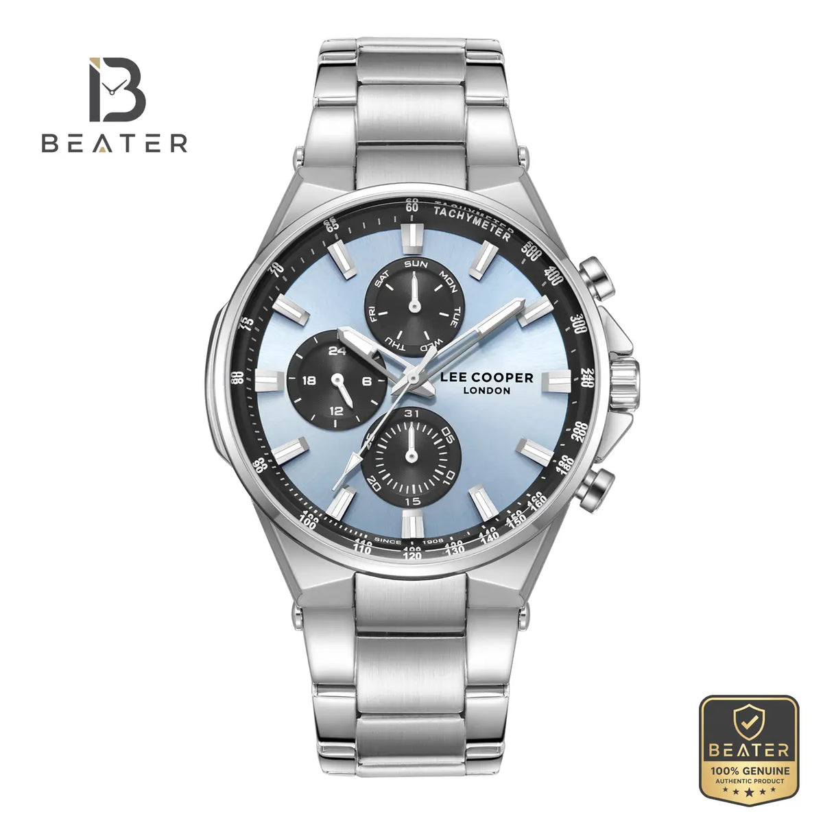 Lee Cooper LC08219.300 Men's Black/Blue Metal Strap Watch - Beater Main image