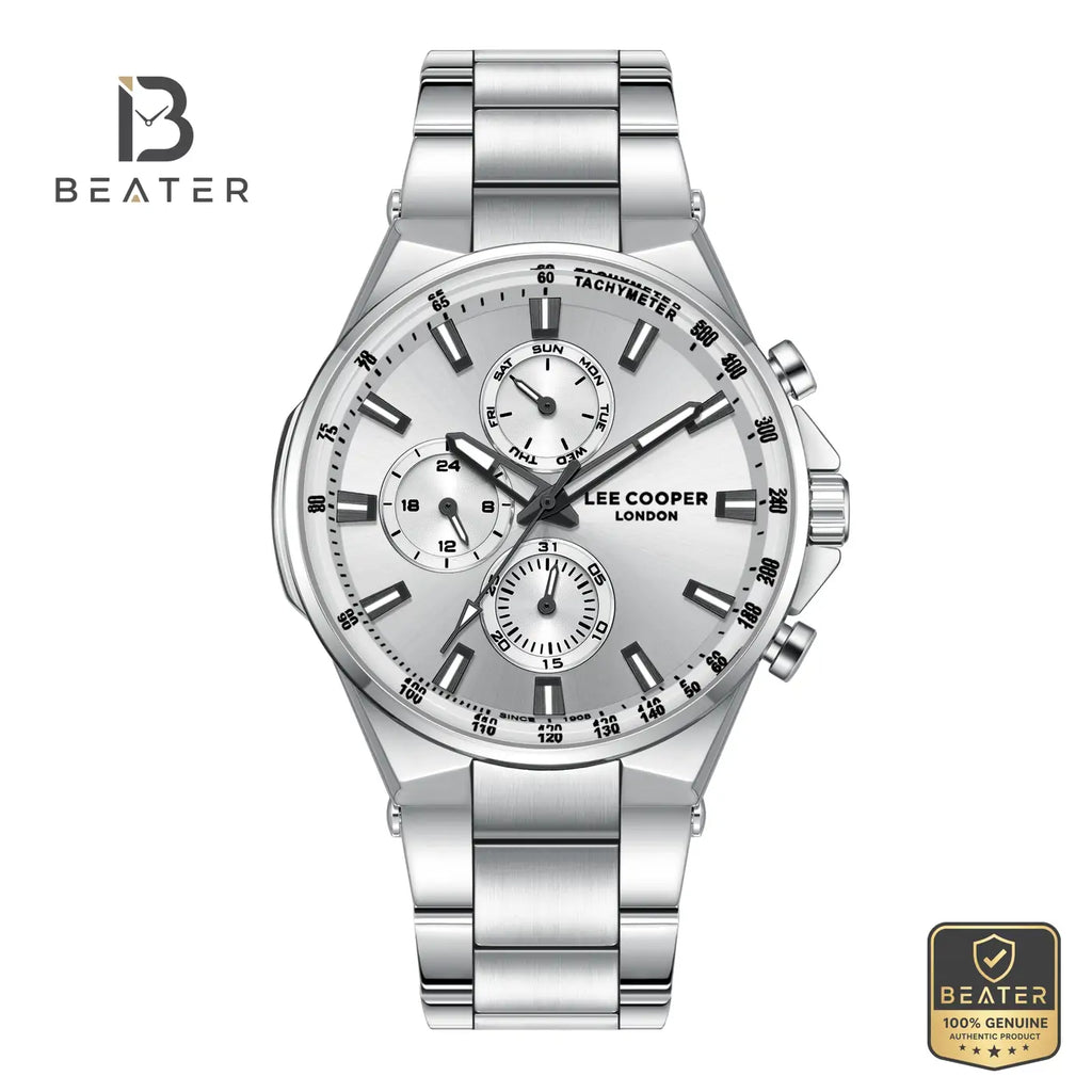 Lee Cooper LC08219.330 Men's Silver Metal Strap Watch - Beater