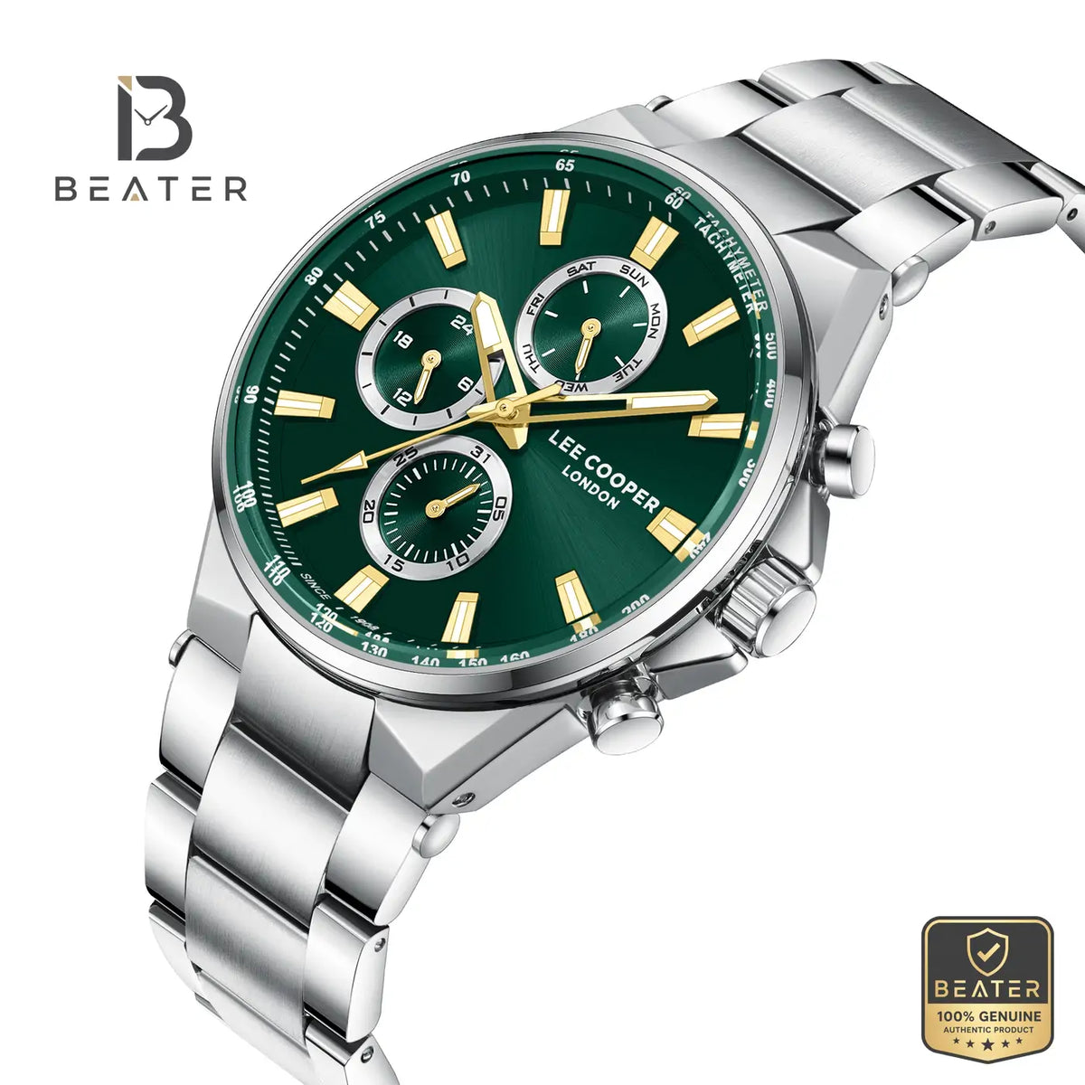 Lee Cooper LC08219.370 Men's Dark Green Metal Bracelet Watch - View 2 - Beater
