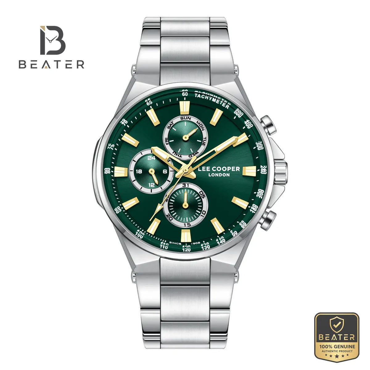Lee Cooper LC08219.370 Men's Dark Green Metal Bracelet Watch - Beater