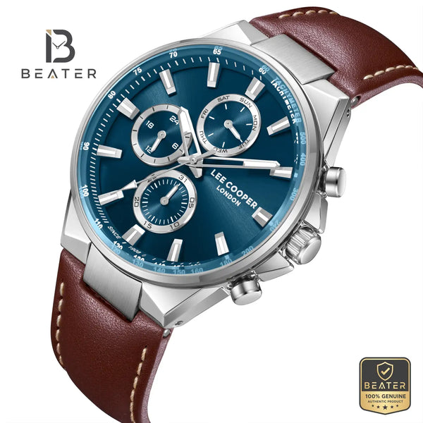 Lee Cooper LC08223.392 Men's Dark Blue Leather Strap Watch - View 2 - Beater