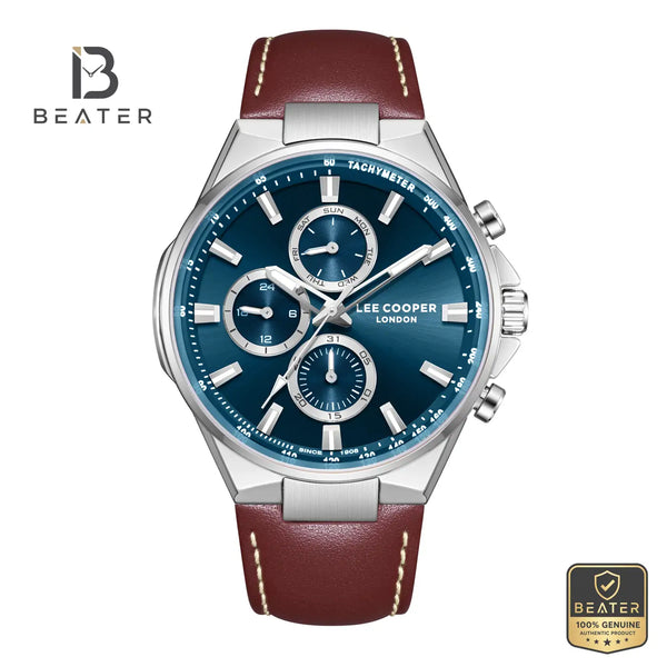 Lee Cooper LC08223.392 Men's Dark Blue Leather Strap Watch - Beater