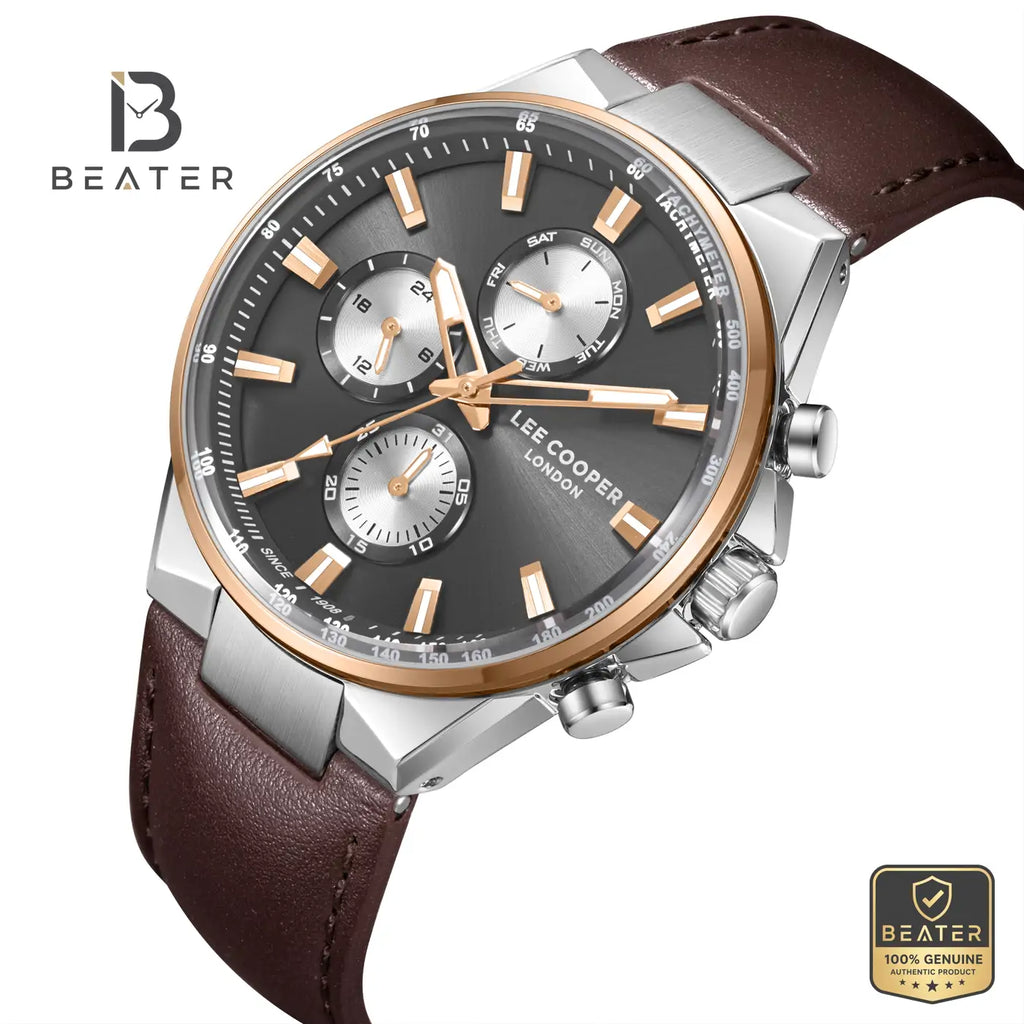 Lee Cooper LC08223.562 Men's Gun Leather Strap Watch - View 2 - Beater