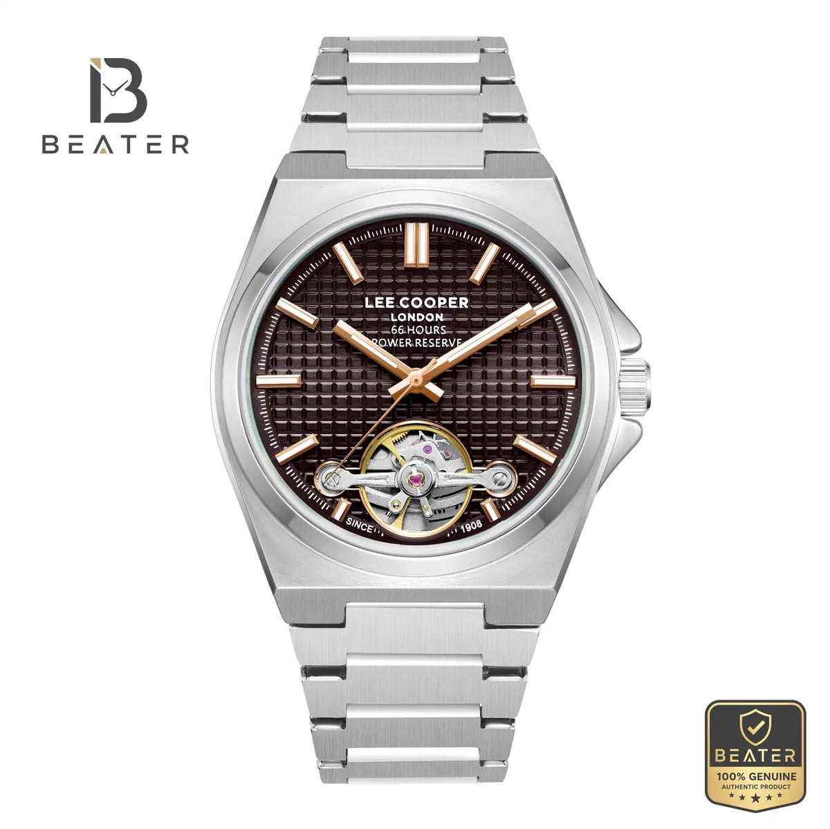 Lee Cooper LC08229.340 Men's Dark Brown Metal Bracelet Watch - Beater