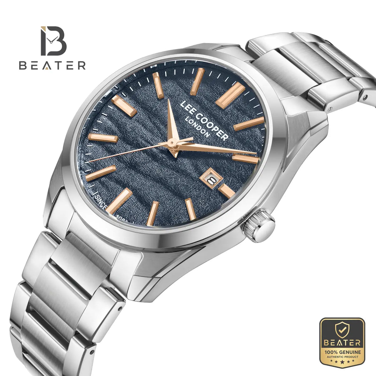 Lee Cooper LC08231.300 Men's Dark Blue Metal Strap Watch - View 2 - Beater