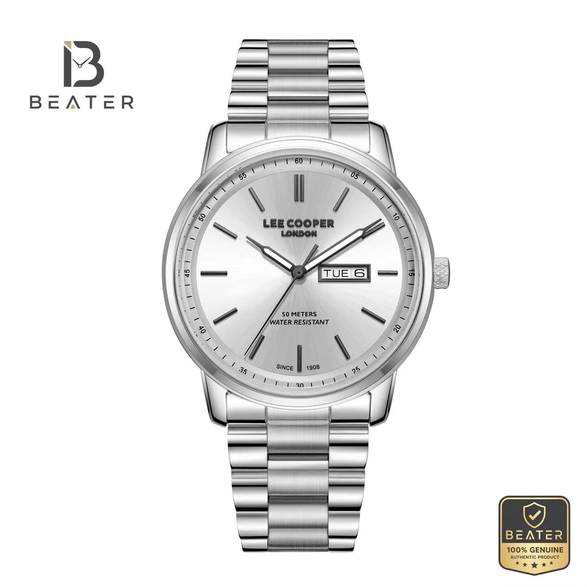 Lee Cooper LC08236.330 Men's Silver Metal Strap Watch - Beater