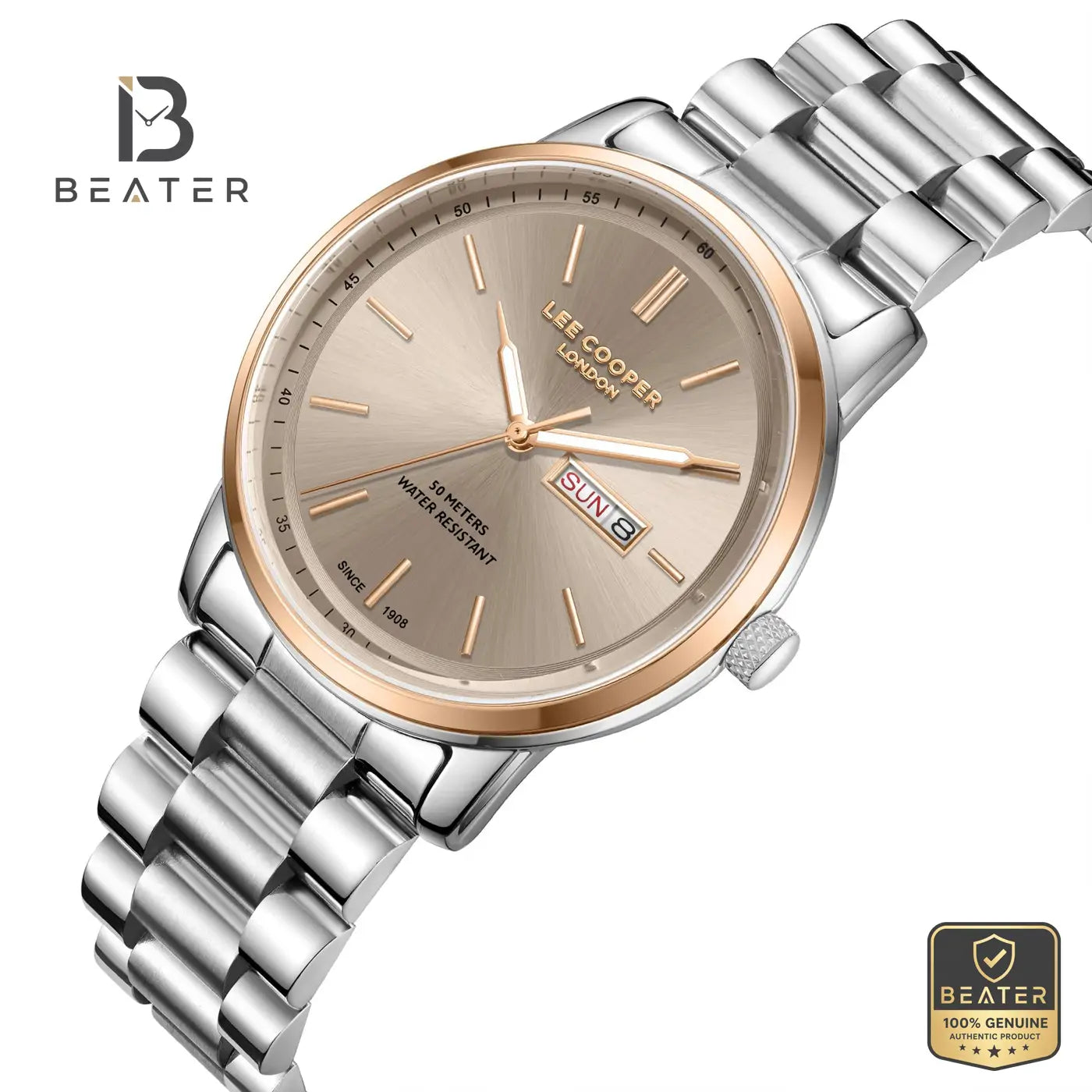 Lee Cooper LC08236.570 Men's Beige Metal Strap Watch Secondary image