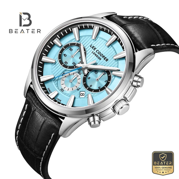 Lee Cooper LC08239.301 Men's Blue Leather Strap Watch - View 2 - Beater