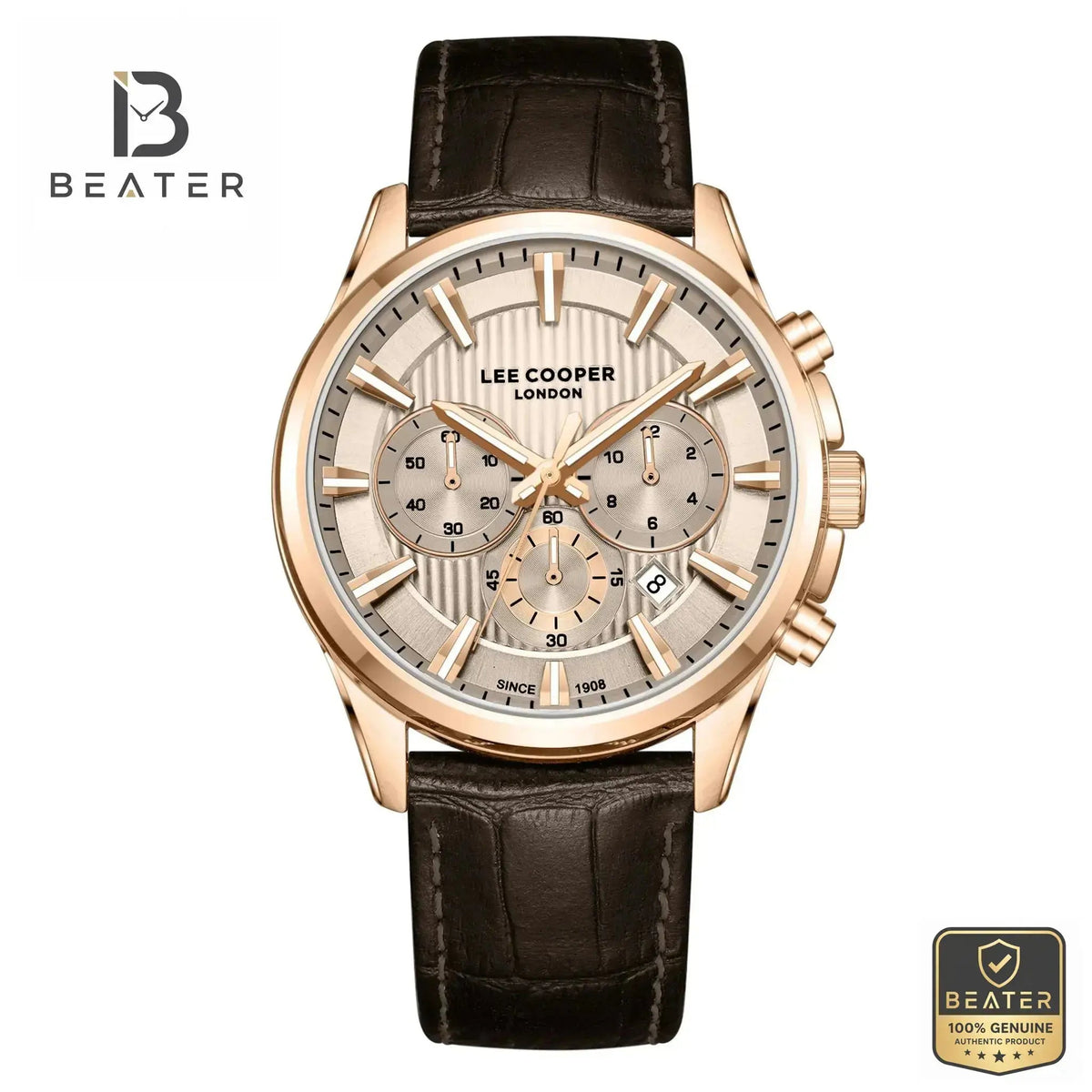 Lee Cooper LC08239.472 Men's Beige Dial Watch Front View - Beater Main image