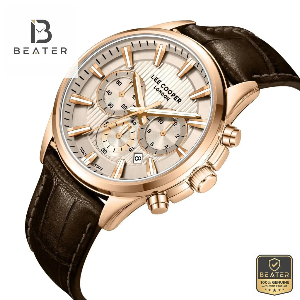 Lee Cooper LC08239.472 Beige Dial Rose Gold Case Profile - Beater