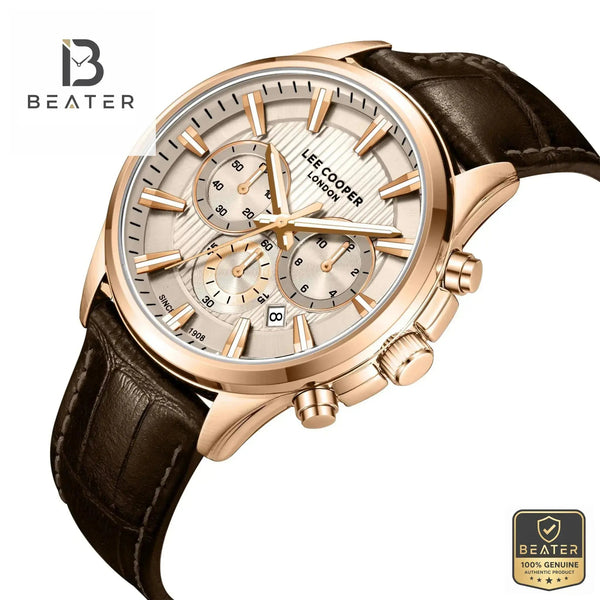 Lee Cooper LC08239.472 Beige Dial Rose Gold Case Profile - Beater