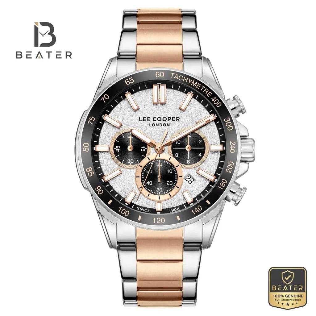 Lee Cooper LC08240.530 Men's Silver Metal Strap Watch - Beater