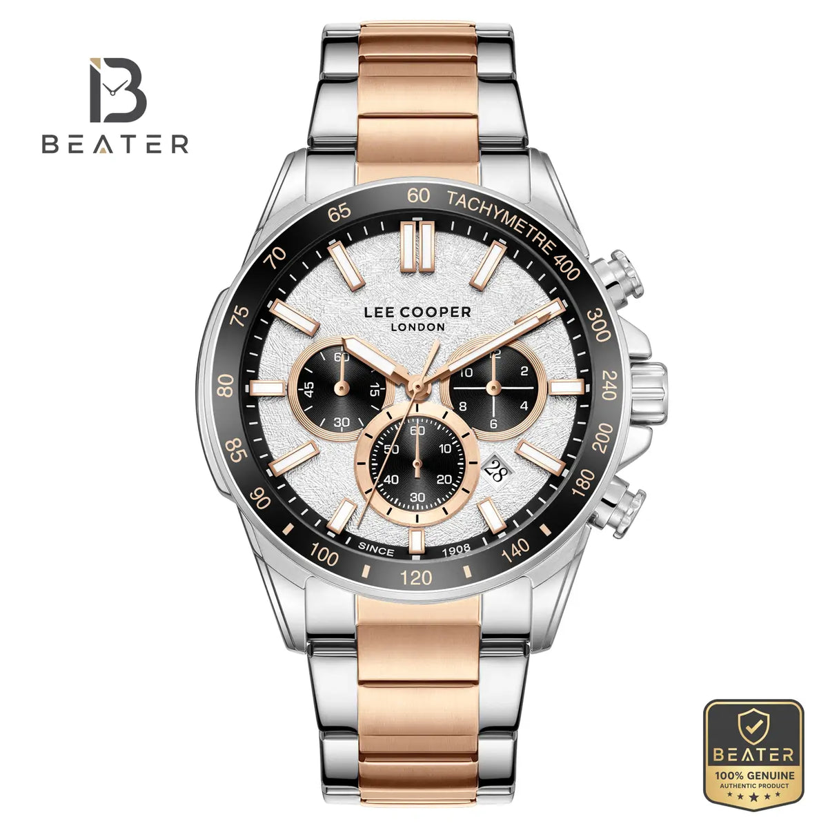 Lee Cooper LC08240.530 Men's Silver Metal Strap Watch - Beater