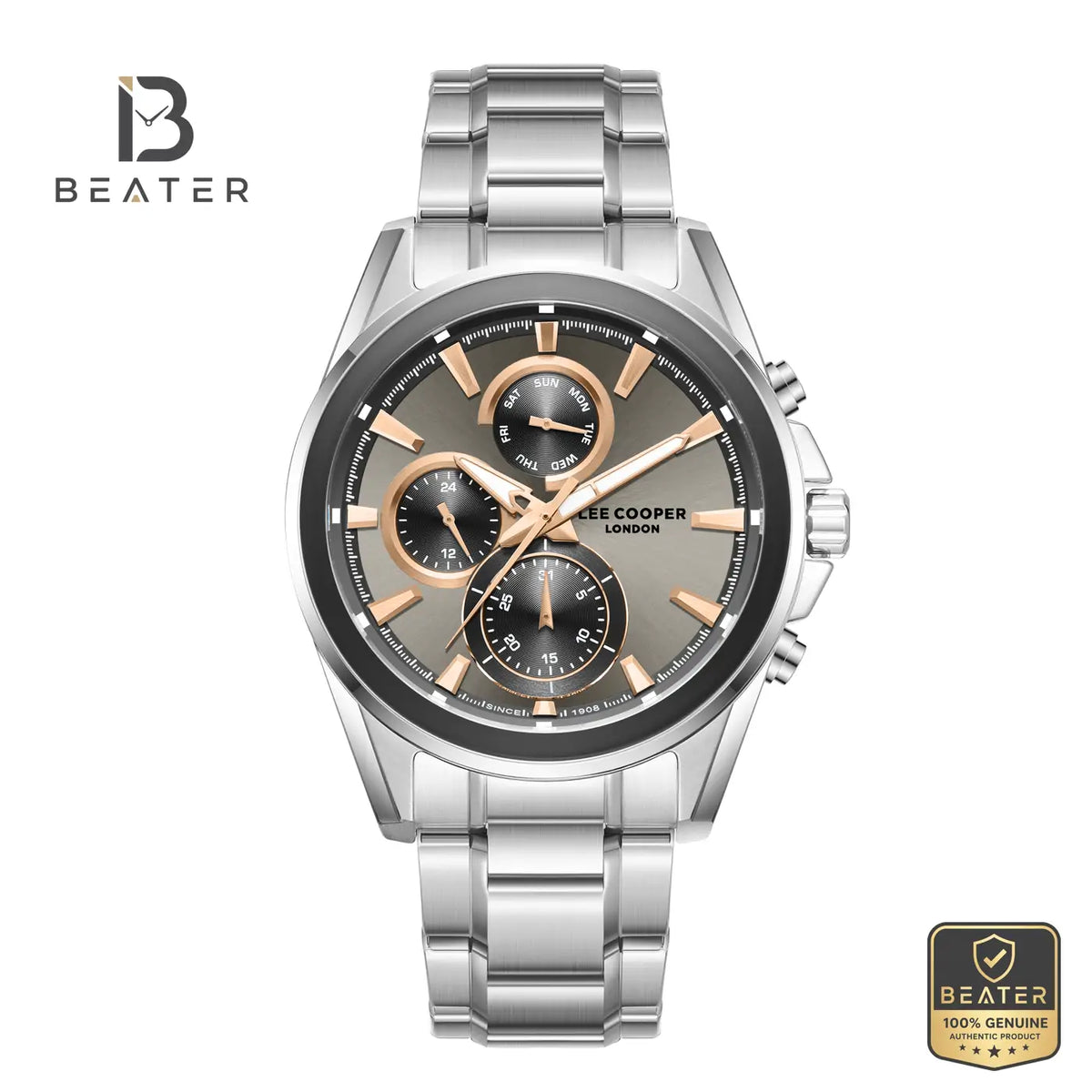 Lee Cooper LC08249.360 Men's Beige Metal Strap Watch - Beater Main image