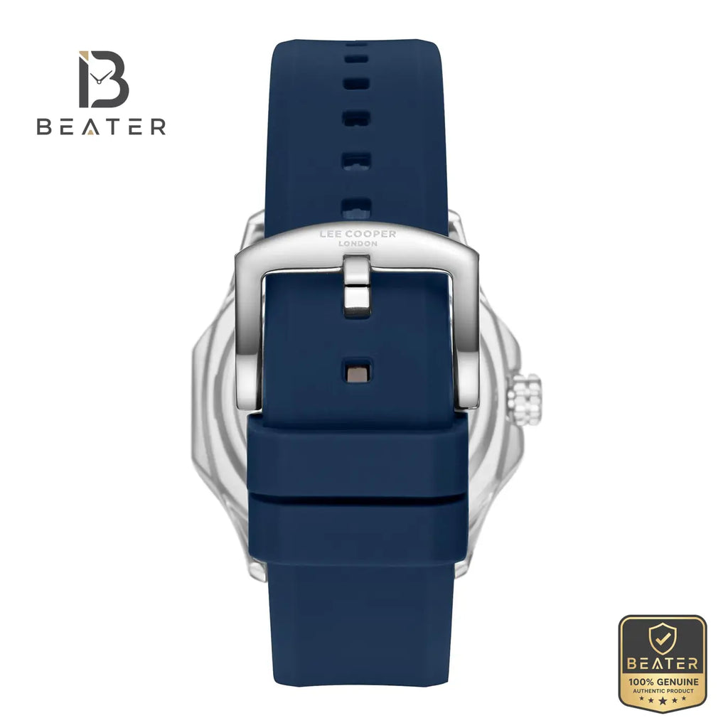 Lee Cooper LC08254.599 Men's Dark Blue Silicone Strap Watch - View 4 - Beater