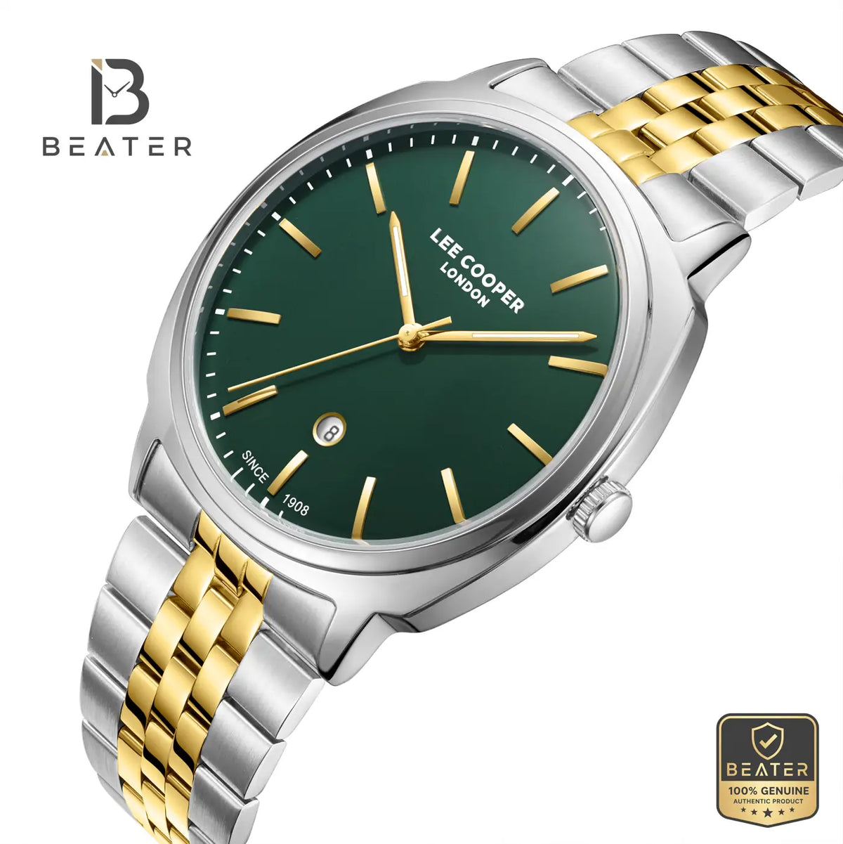 Lee Cooper LC08255.270 Men's Dark Green Metal Band Watch - View 2 - Beater