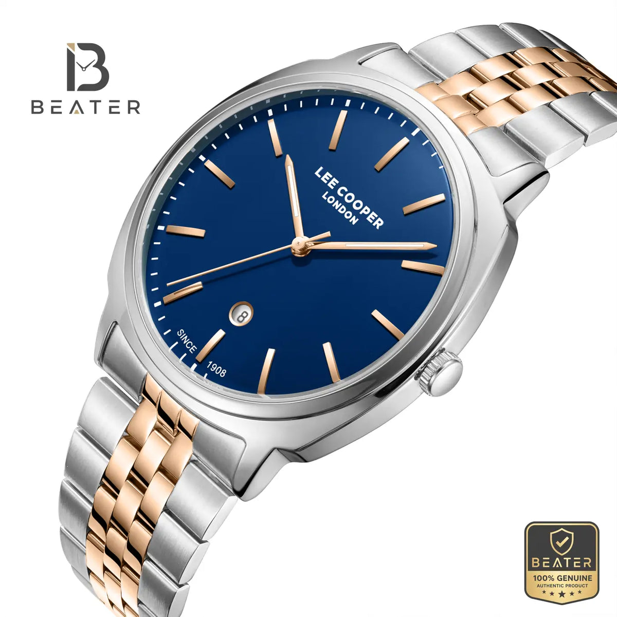 Lee Cooper LC08255.590 Men's Dark Blue Metal Strap Watch - View 2 - Beater