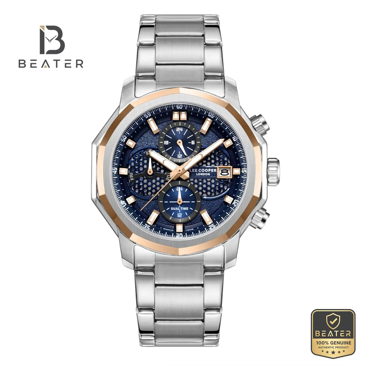 Lee Cooper LC08256.590 Men's Dark Blue Metal Strap Watch - Beater
