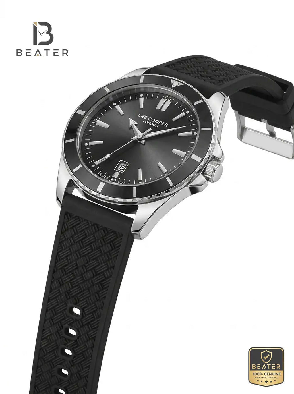 Lee Cooper LC08257.351 Men's Black Silicone Strap Watch - View 2 - Beater