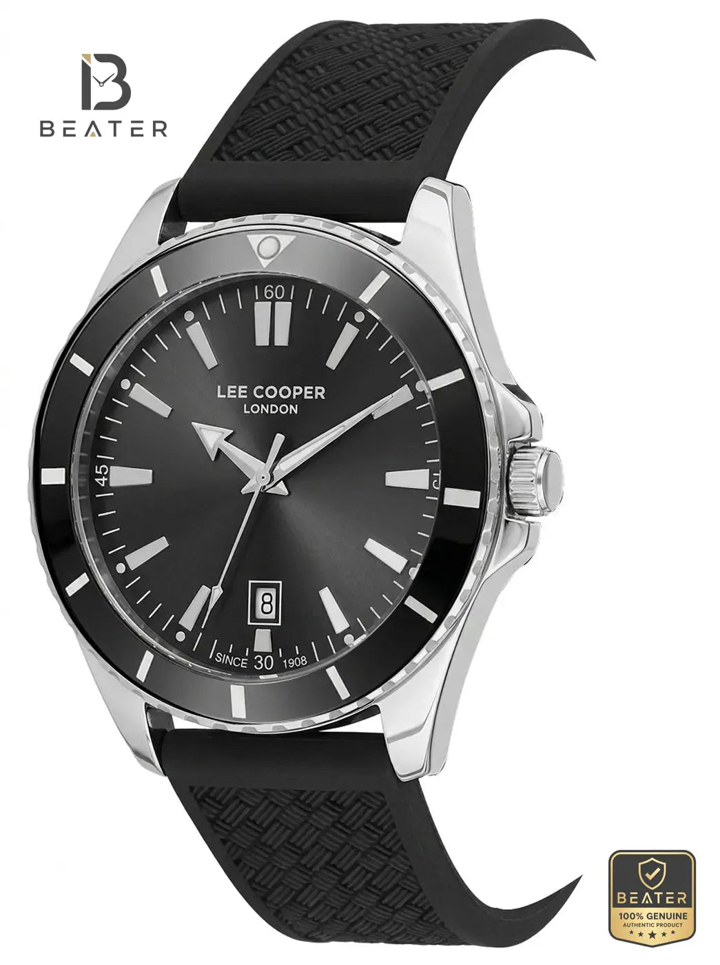 Lee Cooper LC08257.351 Men's Black Silicone Strap Watch - View 5 - Beater