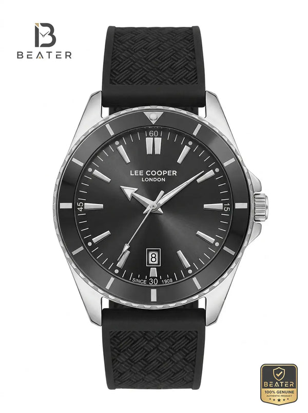 Lee Cooper LC08257.351 Men's Black Silicone Strap Watch - Beater