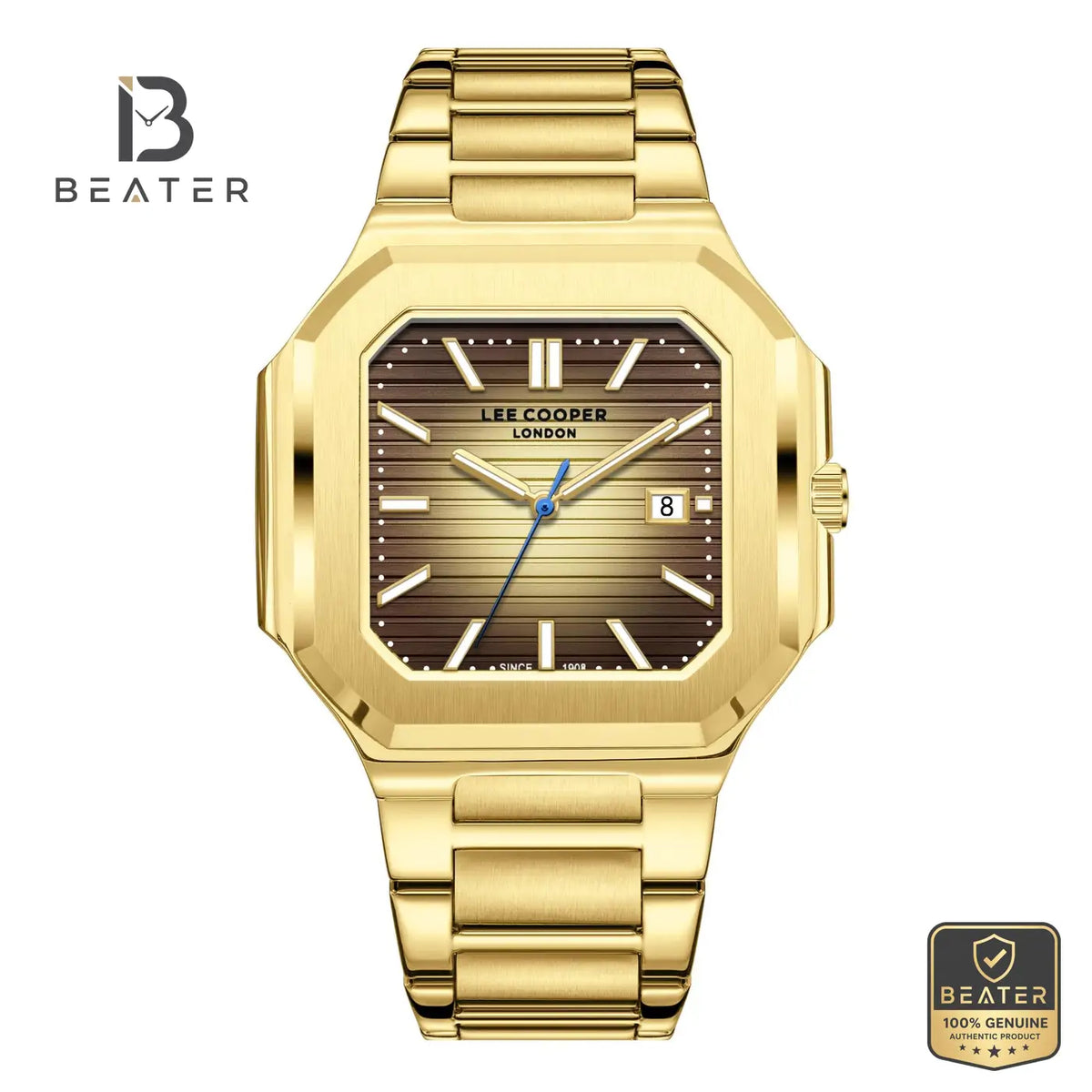 Lee Cooper LC08269.140 Men's Dark Brown Gold Metal Bracelet Watch - Beater