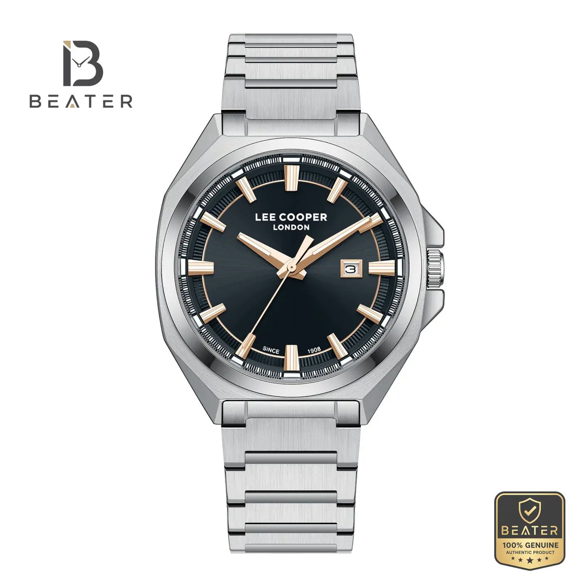 Lee Cooper LC08271.360 Men's Grey Metal Bracelet Watch - Beater