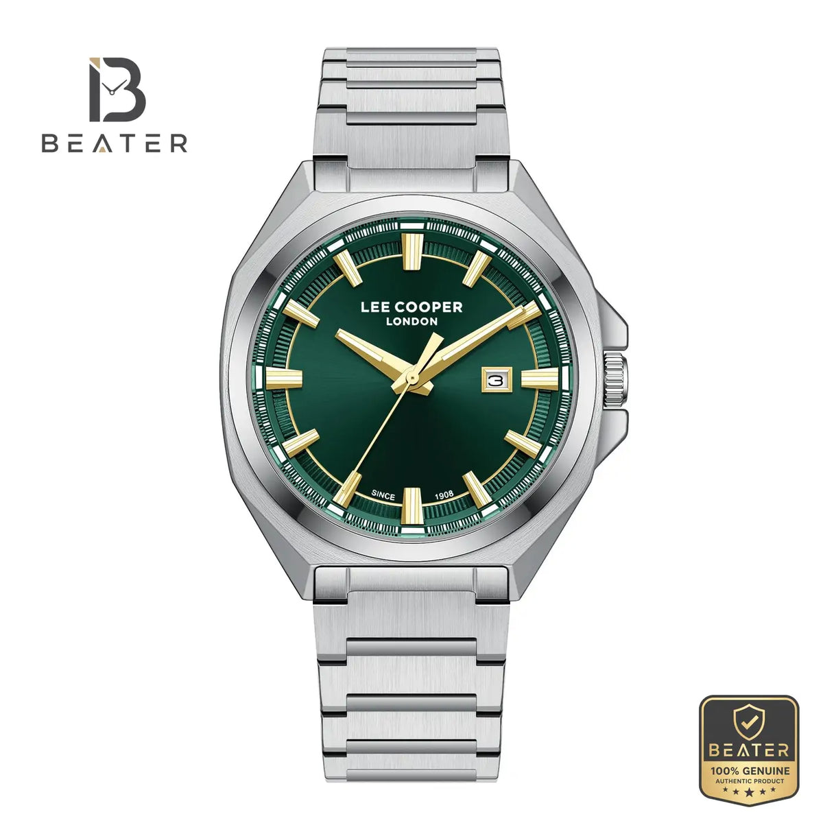 Lee Cooper LC08271.370 Men's Dark Green Metal Bracelet Watch - Beater