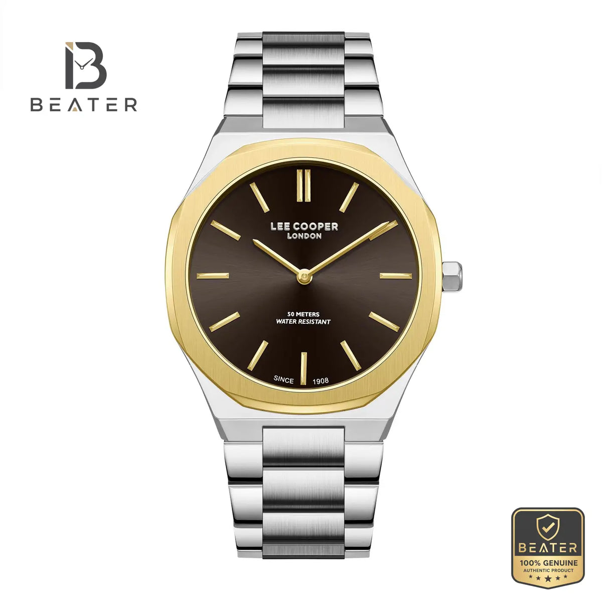 Lee Cooper LC08275.240 Men's Dark Brown Metal Strap Watch - Beater