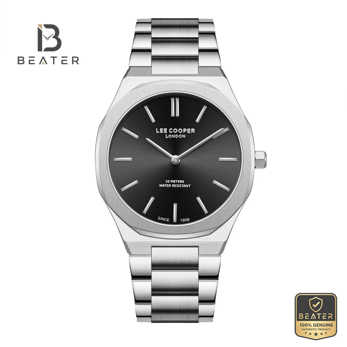 Lee Cooper LC08275.350 Men's Black Metal Bracelet Watch - Beater