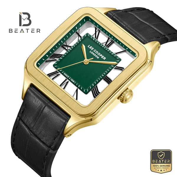 Lee Cooper LC08277.171 Men's Dark Green Leather Strap Watch - View 2 - Beater