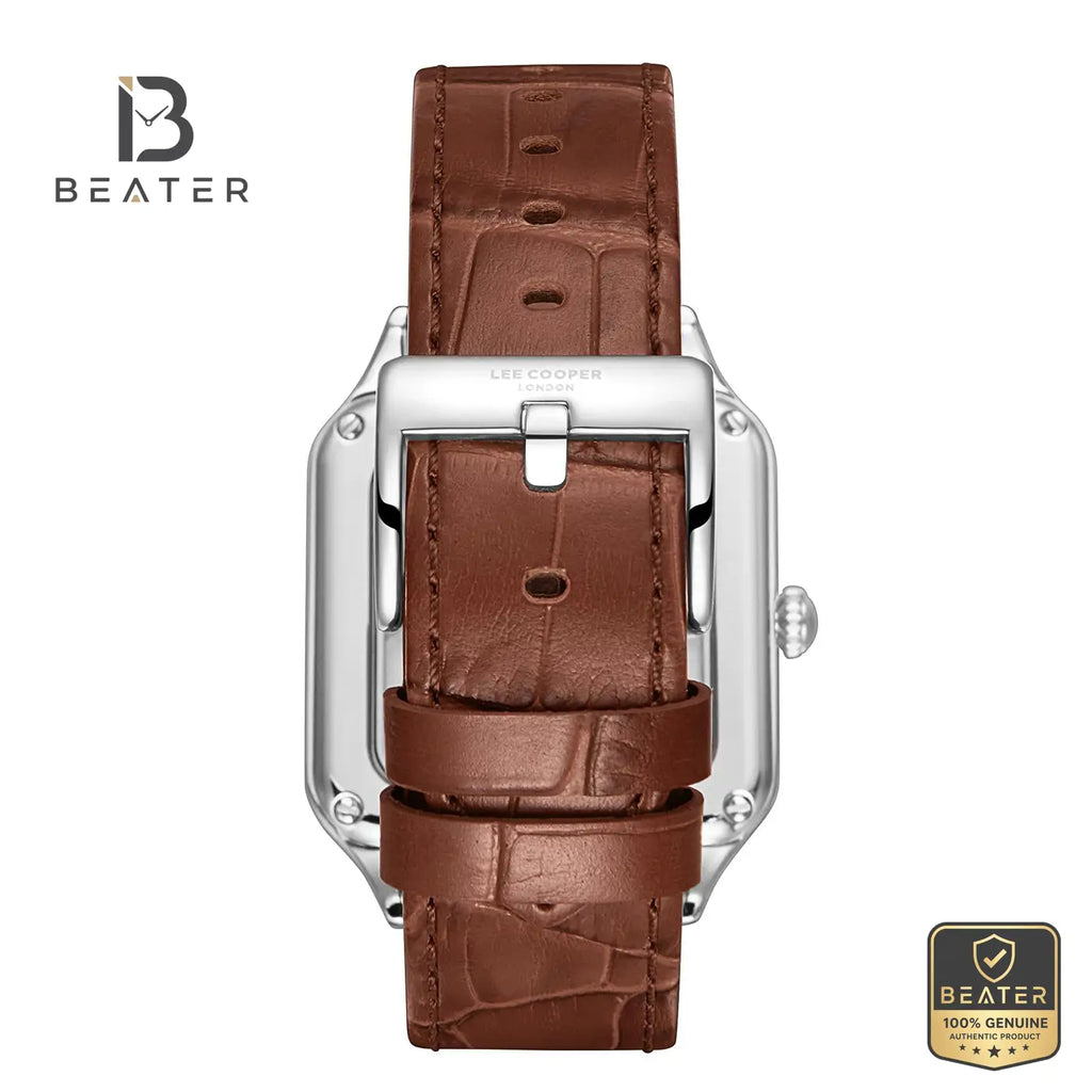 Lee Cooper LC08277.532 Men's Silver Leather Strap Watch - View 4 - Beater