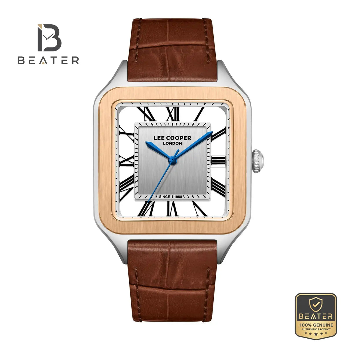 Lee Cooper LC08277.532 Men's Silver Leather Strap Watch - Beater