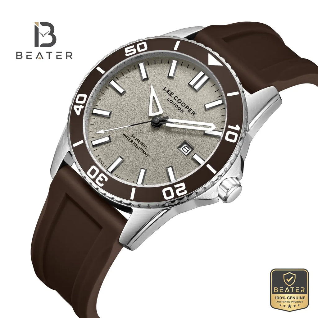 Lee Cooper LC08278.362 Men's Beige Silicone Strap Watch - View 2 - Beater