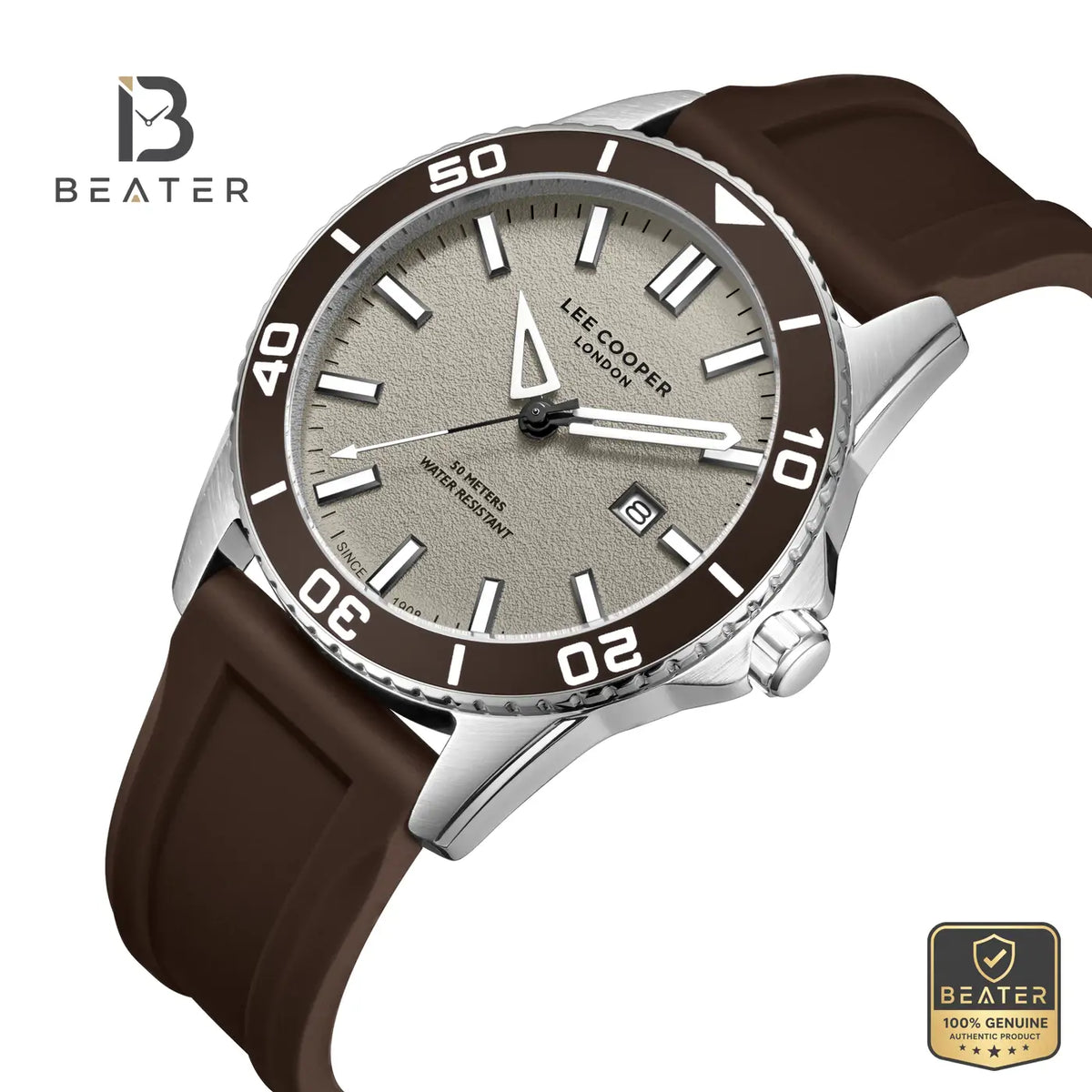 Lee Cooper LC08278.362 Men's Beige Silicone Strap Watch - View 2 - Beater