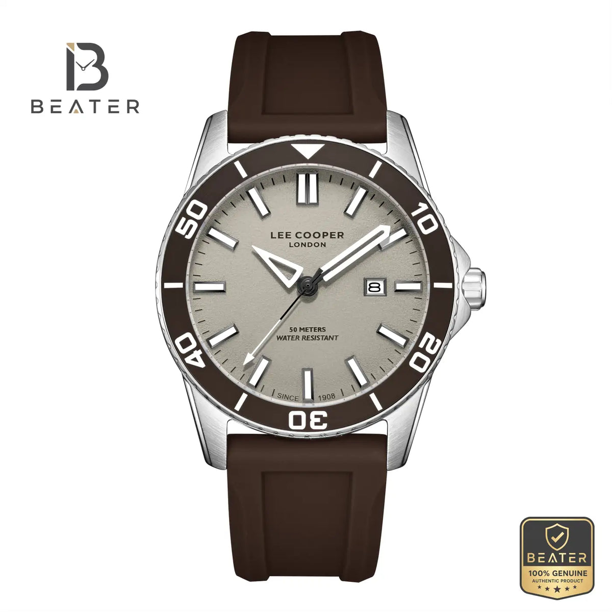 Lee Cooper LC08278.362 Men's Beige Silicone Strap Watch - Beater Main image