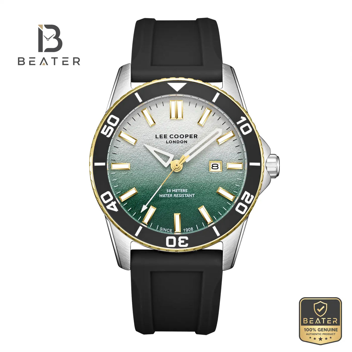 Lee Cooper LC08278.371 Men's Dark Green Silicone Strap Watch - Beater