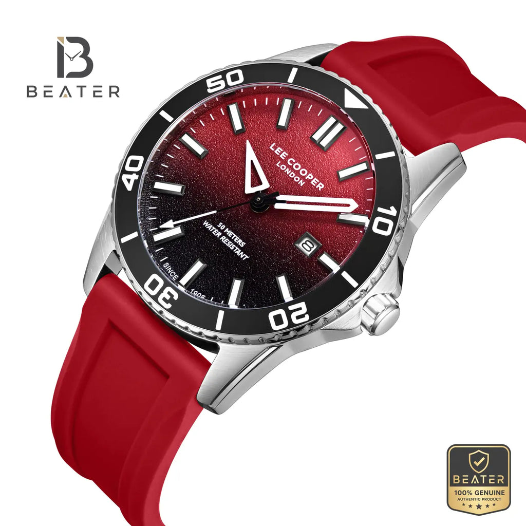 Lee Cooper LC08278.388 Men's Red Silicone Strap Watch - View 2 - Beater